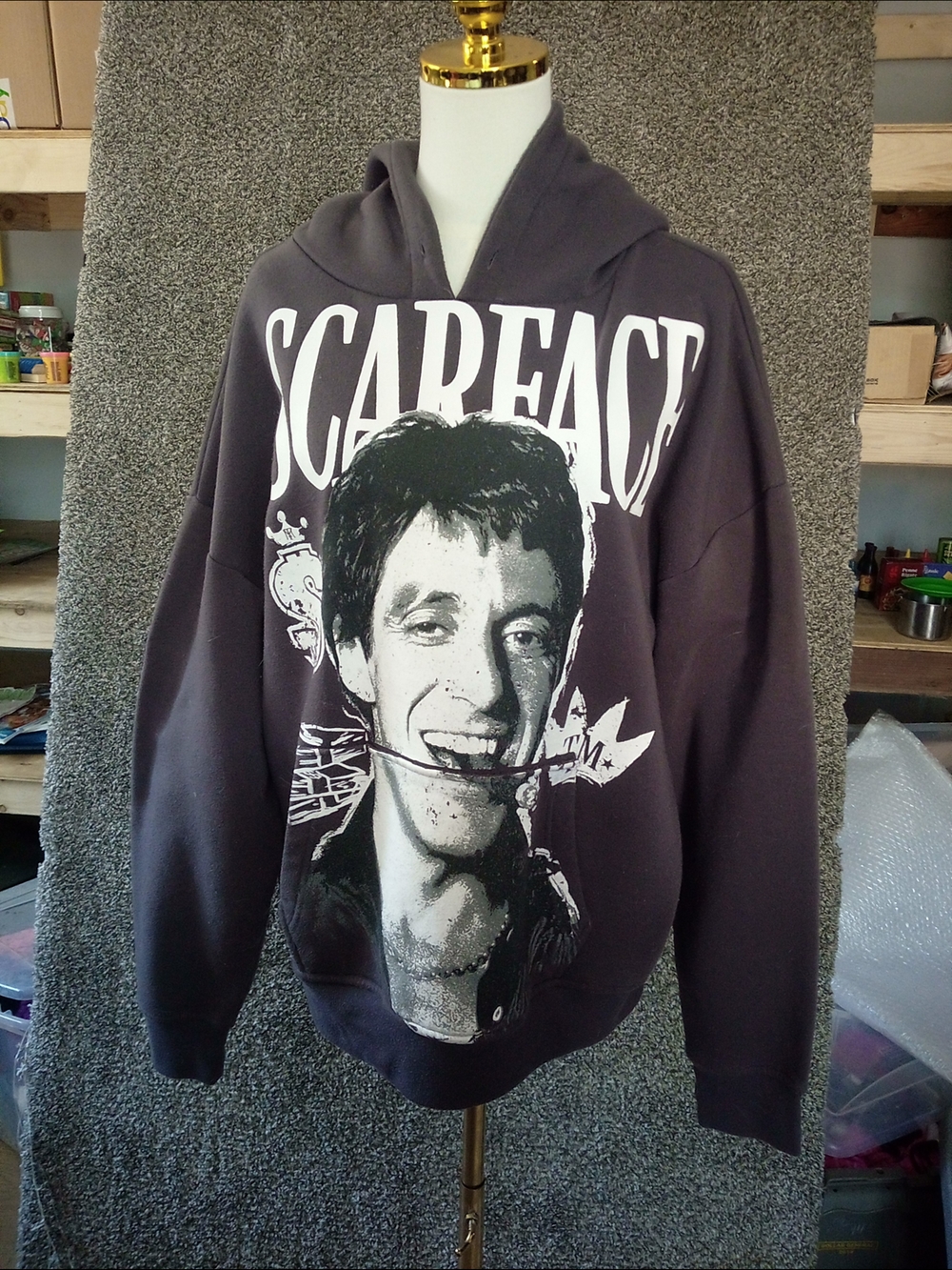 Scarface Graphic Hoodie Sweatshirt - Brown/Gray